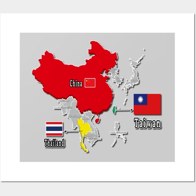 where is taiwan world map | taiwan location map_not Thailand and China_grey Wall Art by jessie848v_tw